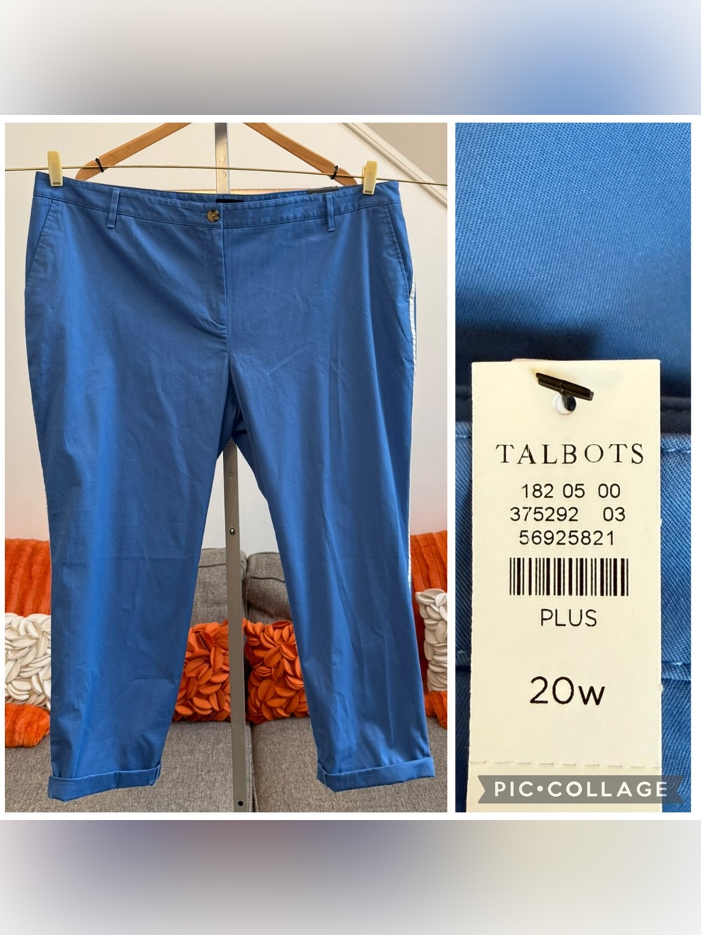 ❣️🆕TALBOTS RELAXED CHINOS - SIDE STRIPE IN BLUE CAPRI $109 MSRP❣️